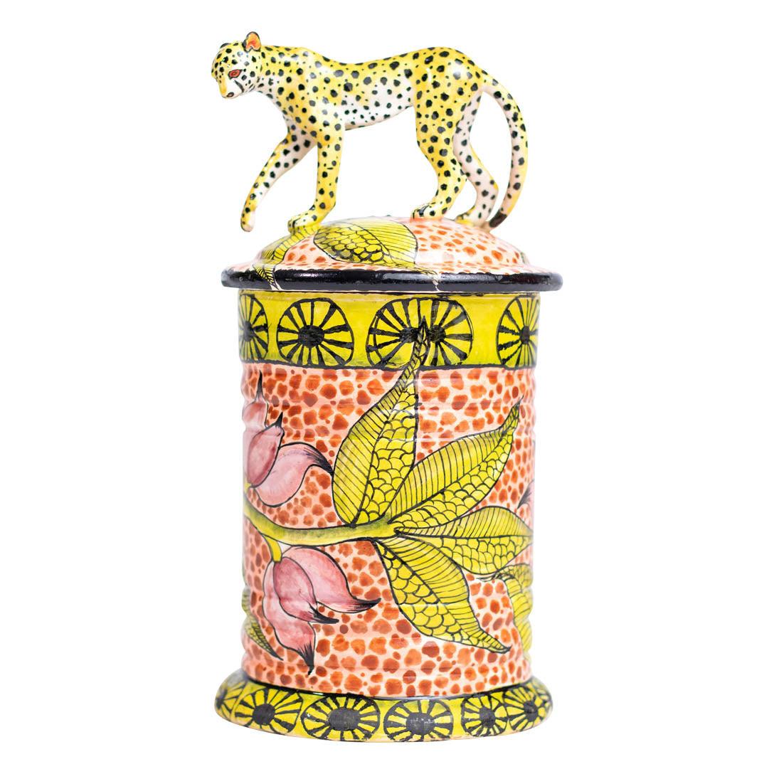 Cheetah cookie jar