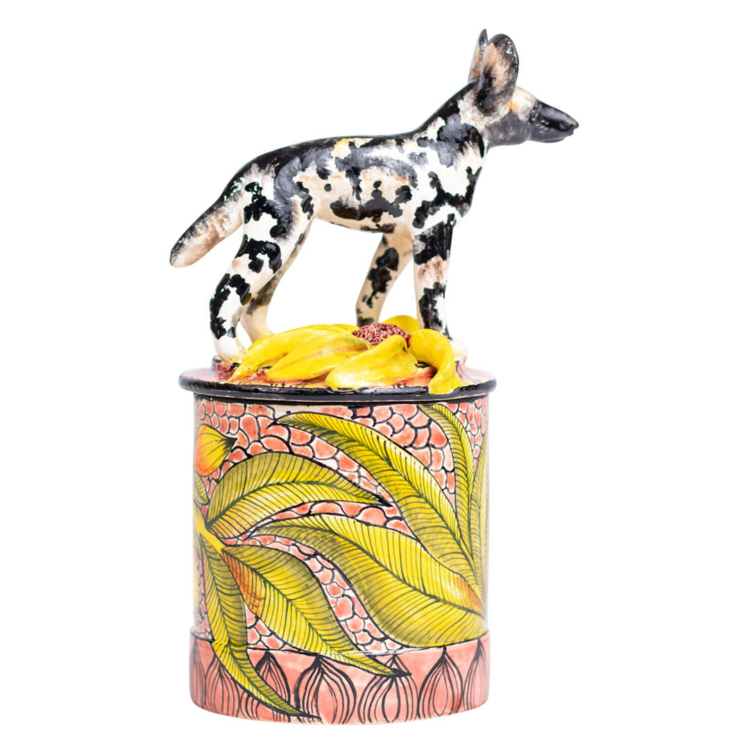 Wild dog daisy cookie jar