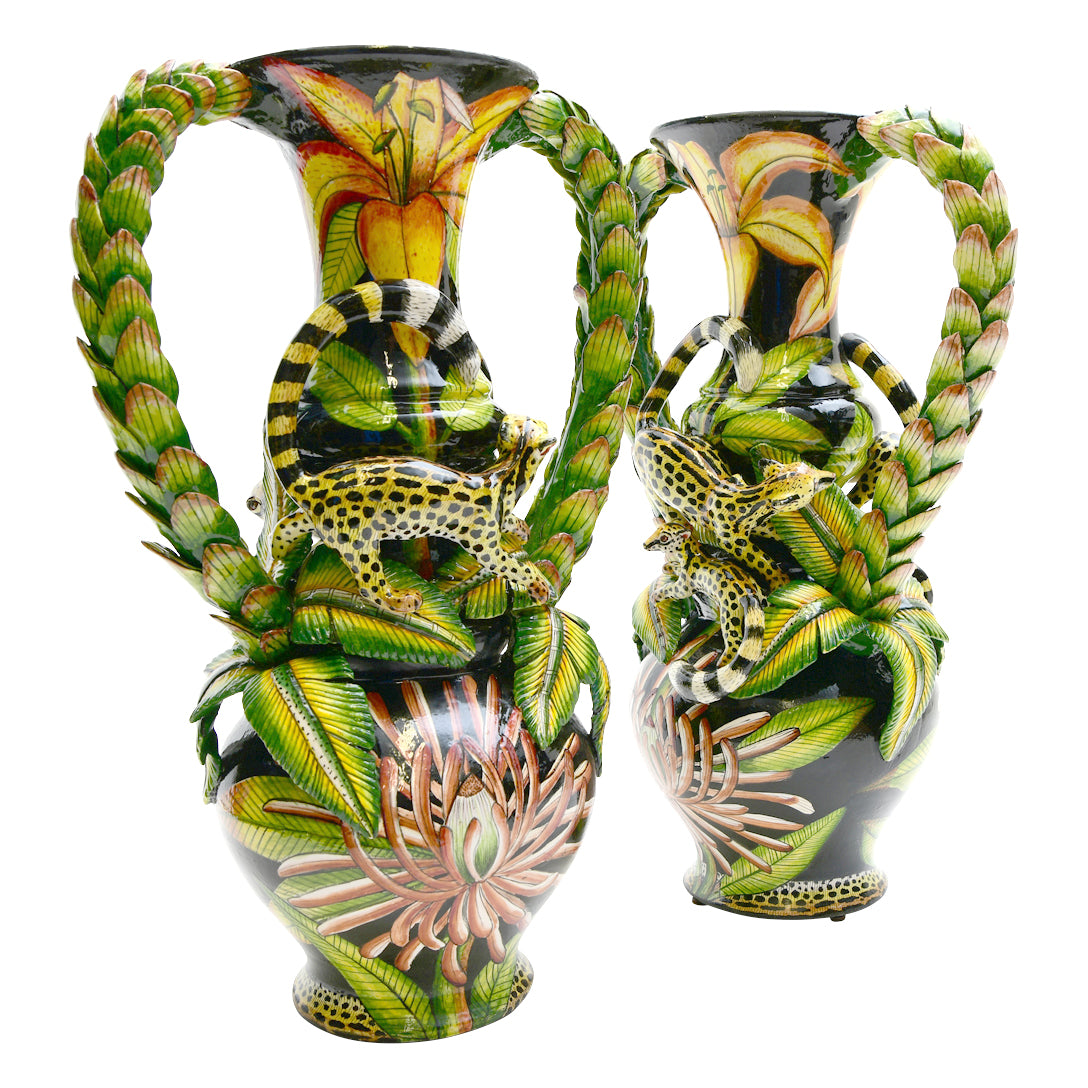 Pair of genet cat lamps