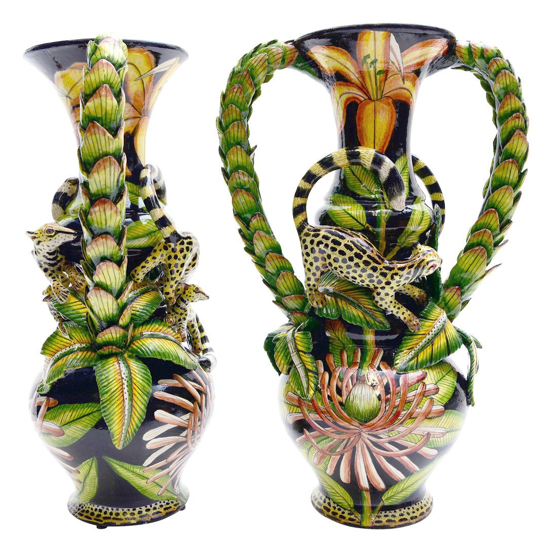 Pair of genet cat lamps