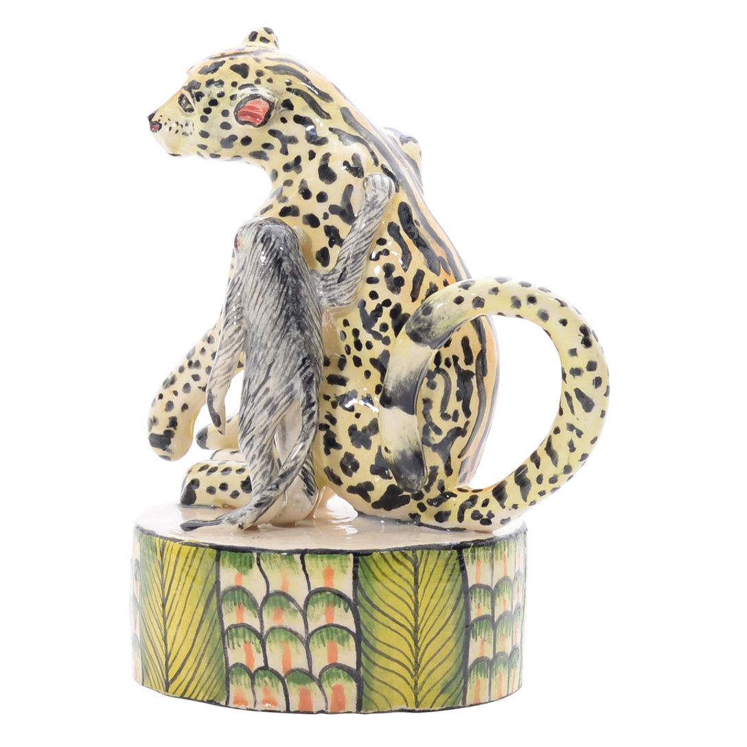 Leopard & monkey sculpture