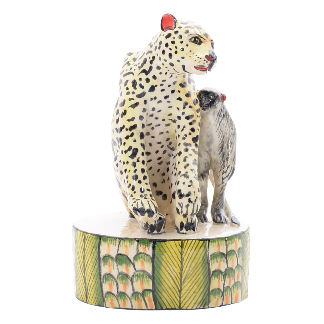 Leopard & monkey sculpture