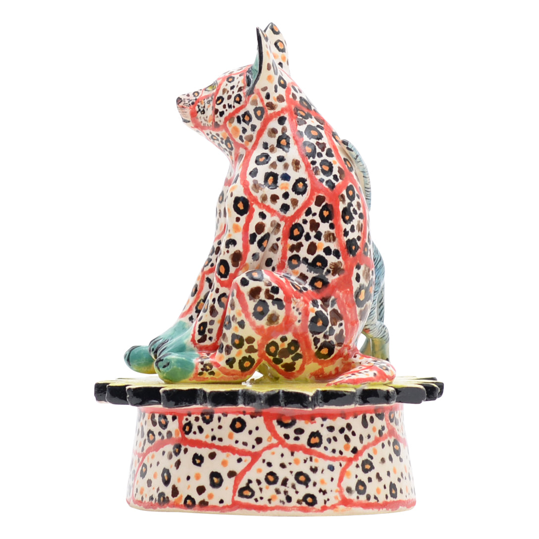 Hyena & monkey rider sculpture