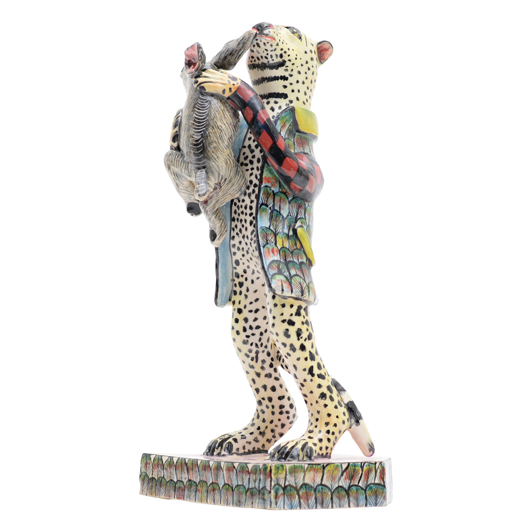 Leopard & rabbit sculpture