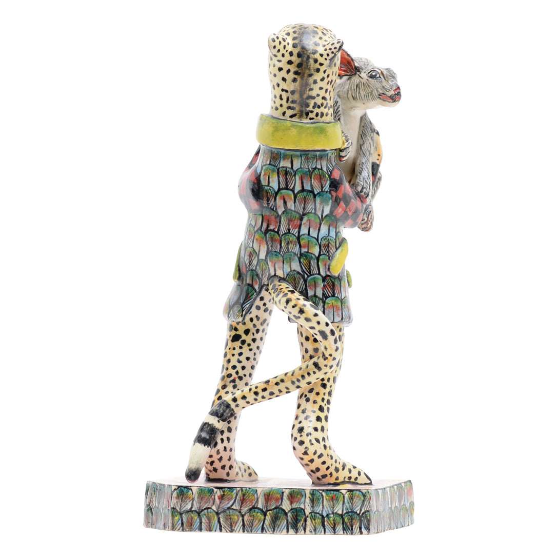Leopard & rabbit sculpture