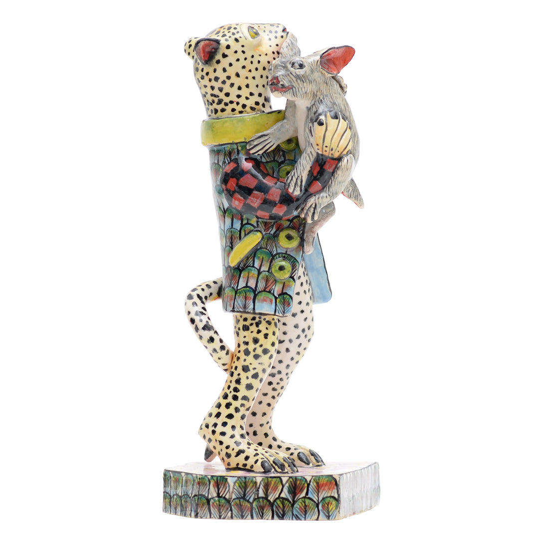 Leopard & rabbit sculpture