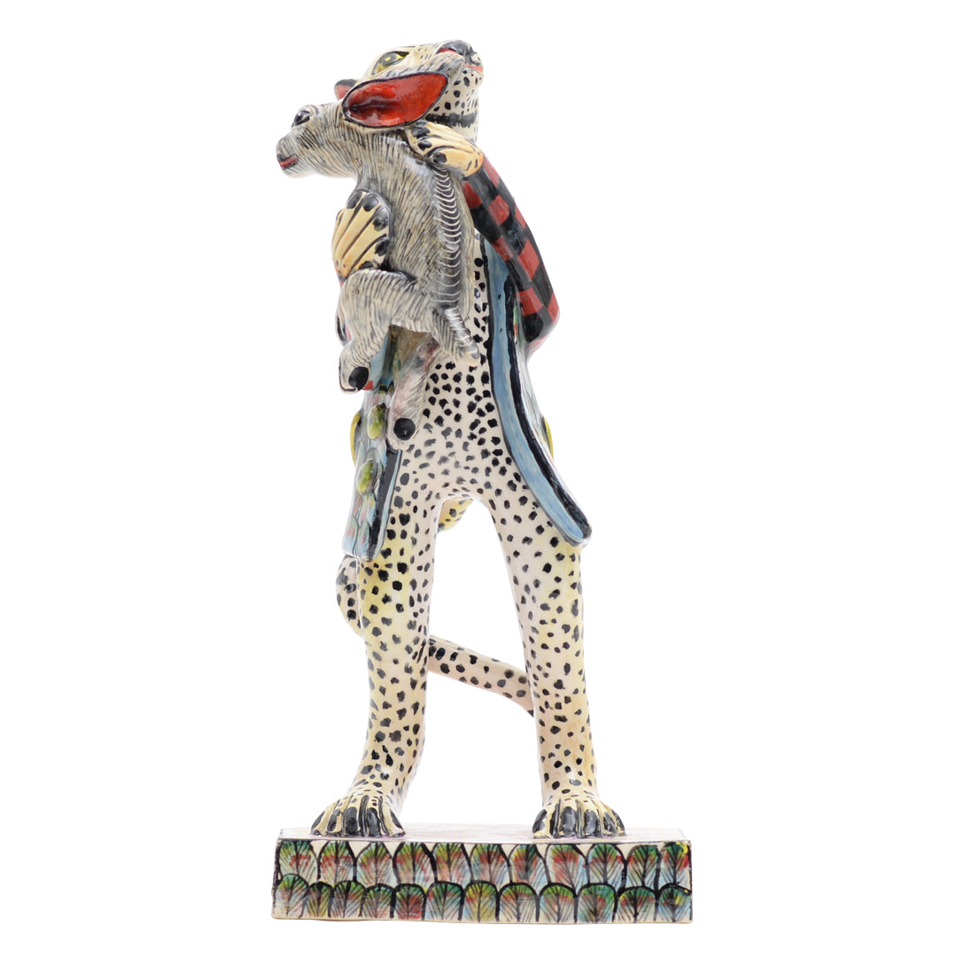 Leopard & rabbit sculpture