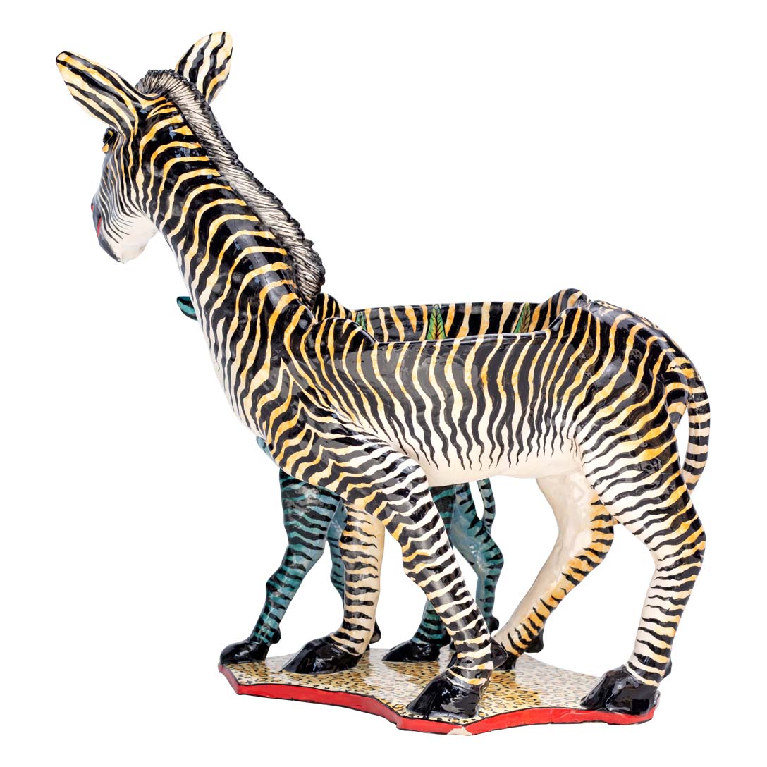 Yellow zebra with her blue foal designed peanut bowl