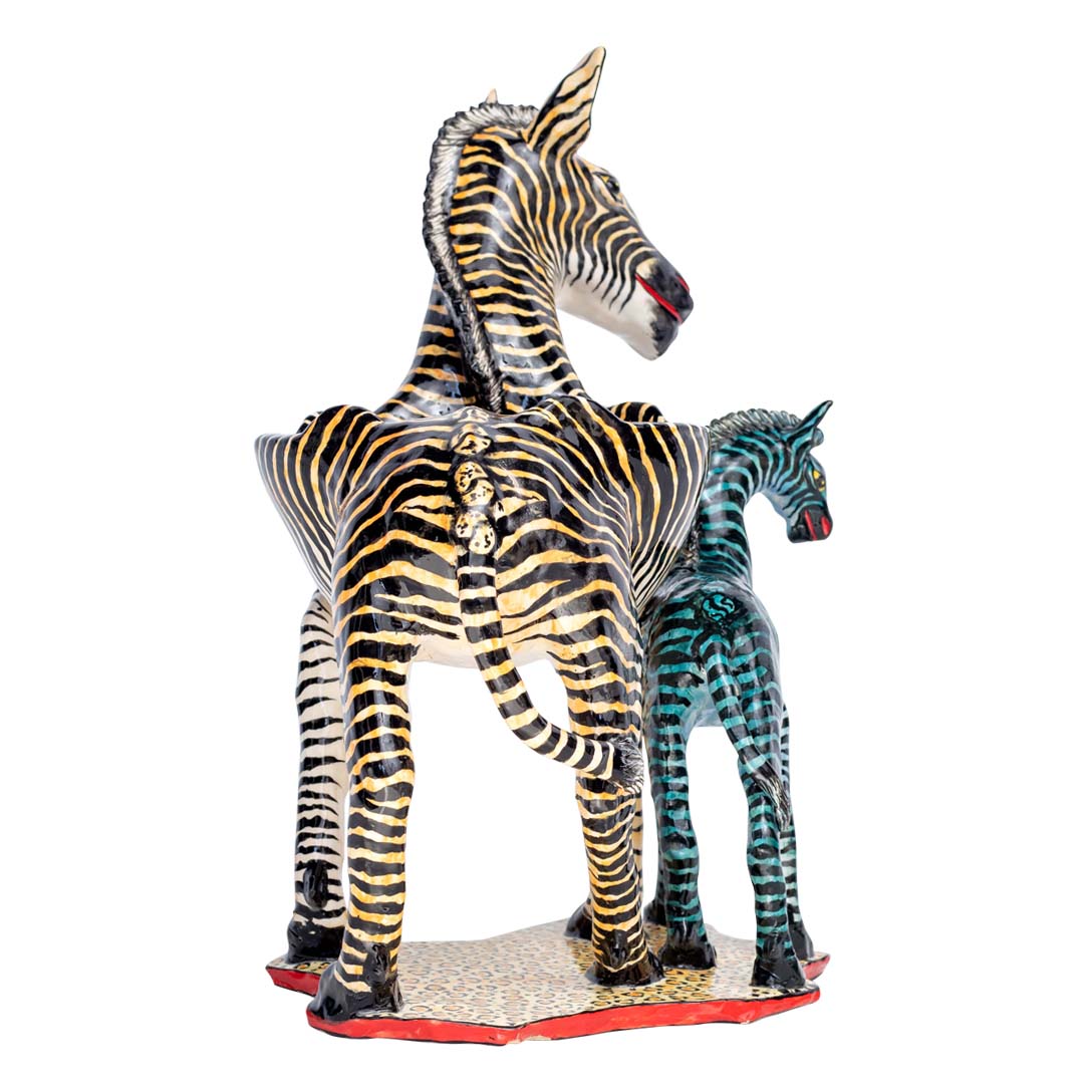 Yellow zebra with her blue foal designed peanut bowl