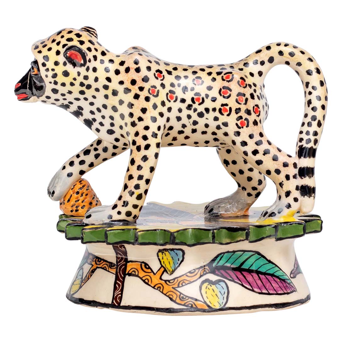 Monkey leopard skin sculpture