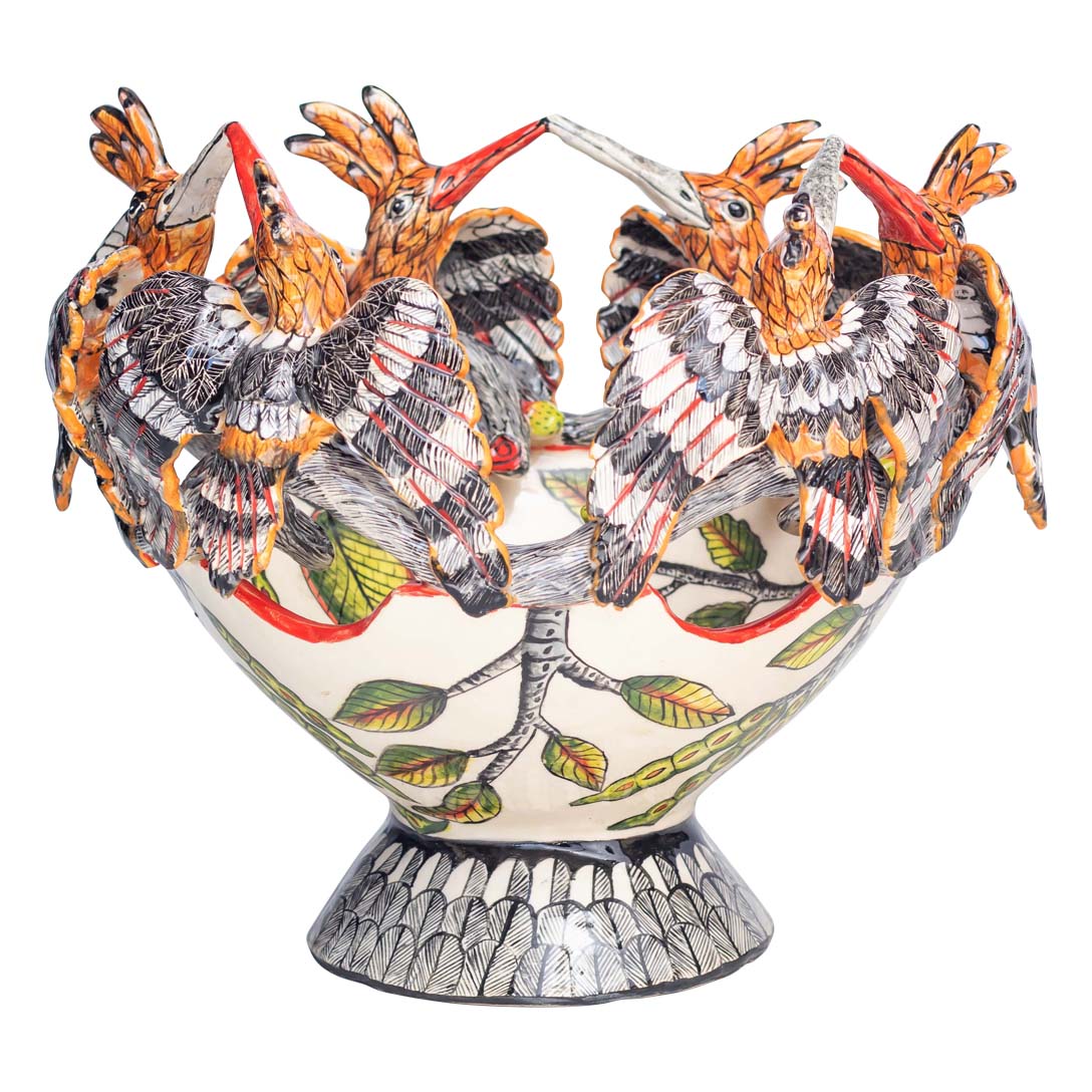 6 kingfisher birds kissing designed bowl