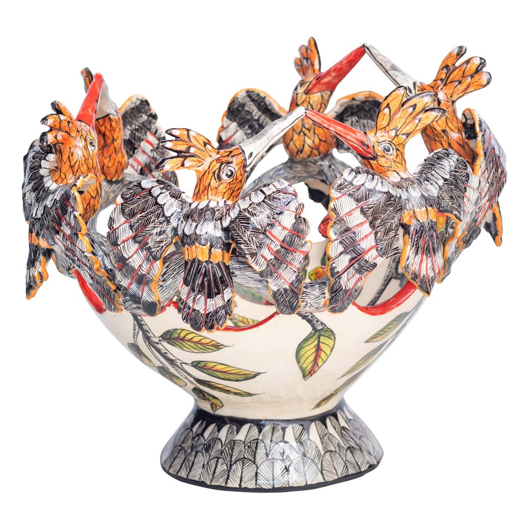 6 kingfisher birds kissing designed bowl