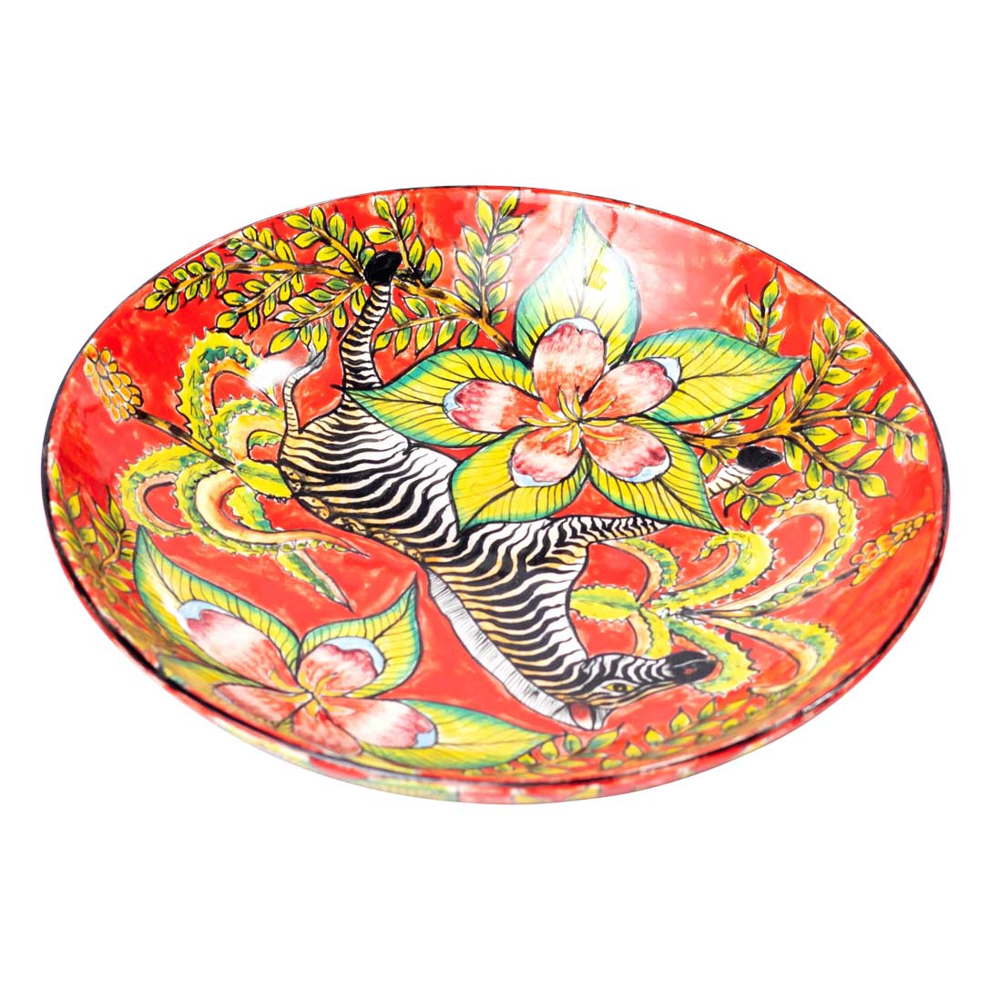 Zebra & flower red plate