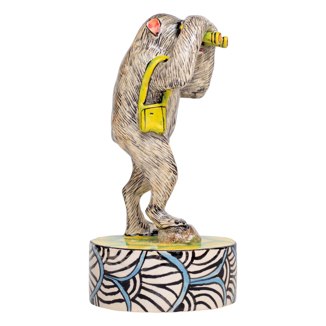 Monkey holding the binoculars & hand bag sculpture