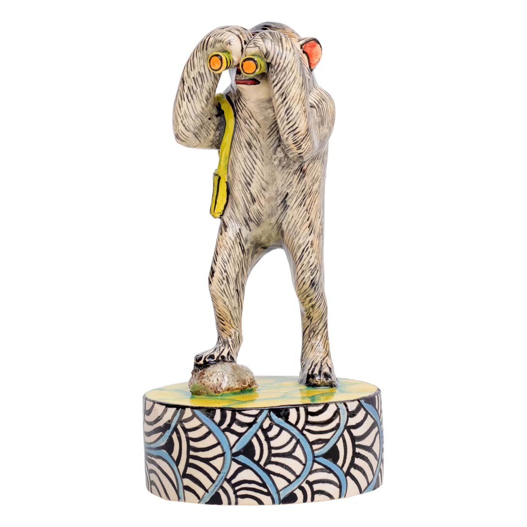 Monkey holding the binoculars & hand bag sculpture