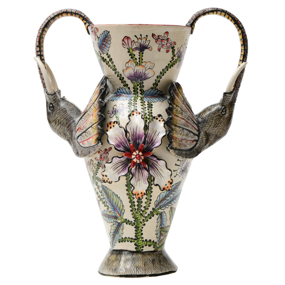 Elephant handle vase
