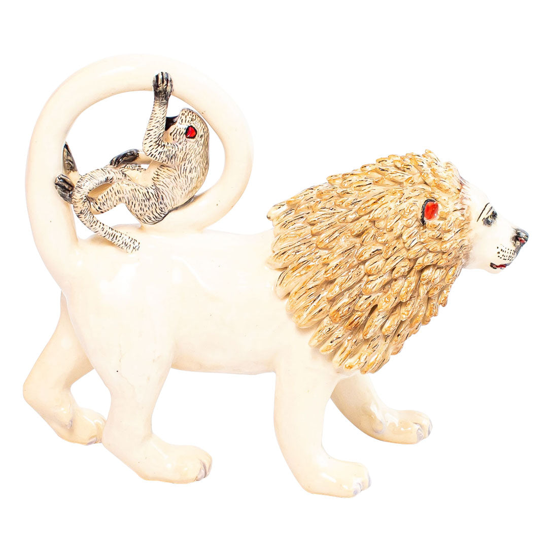 White lion monkey rider