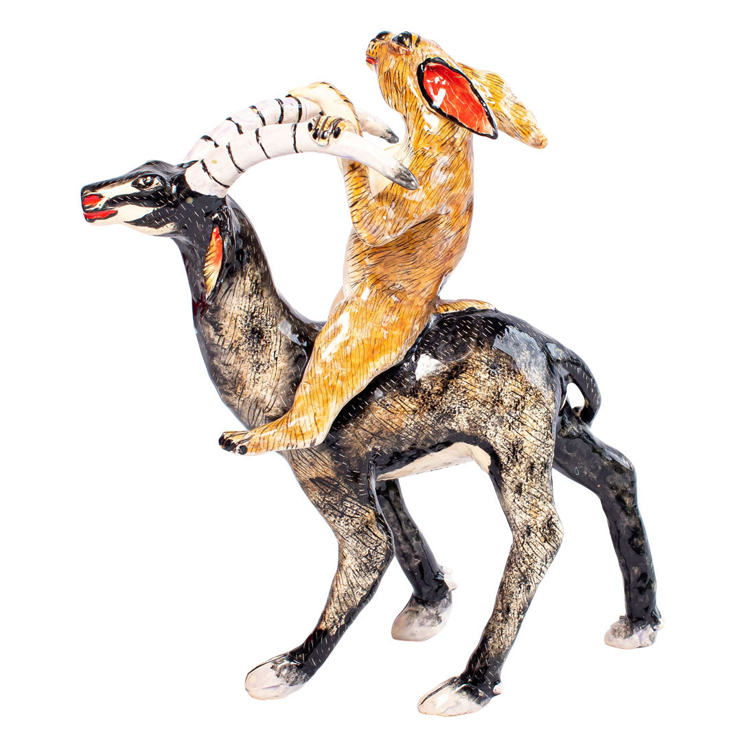 Sable rabbit rider sculpture