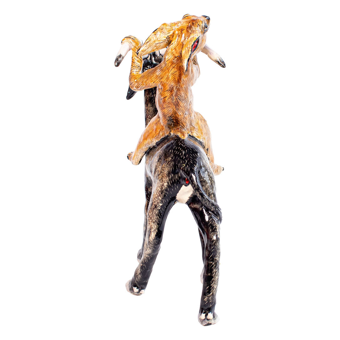 Sable rabbit rider sculpture