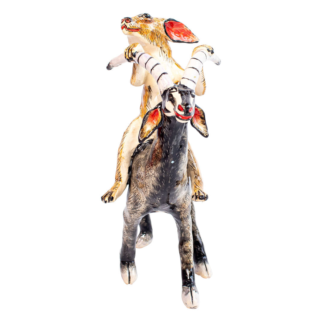 Sable rabbit rider sculpture