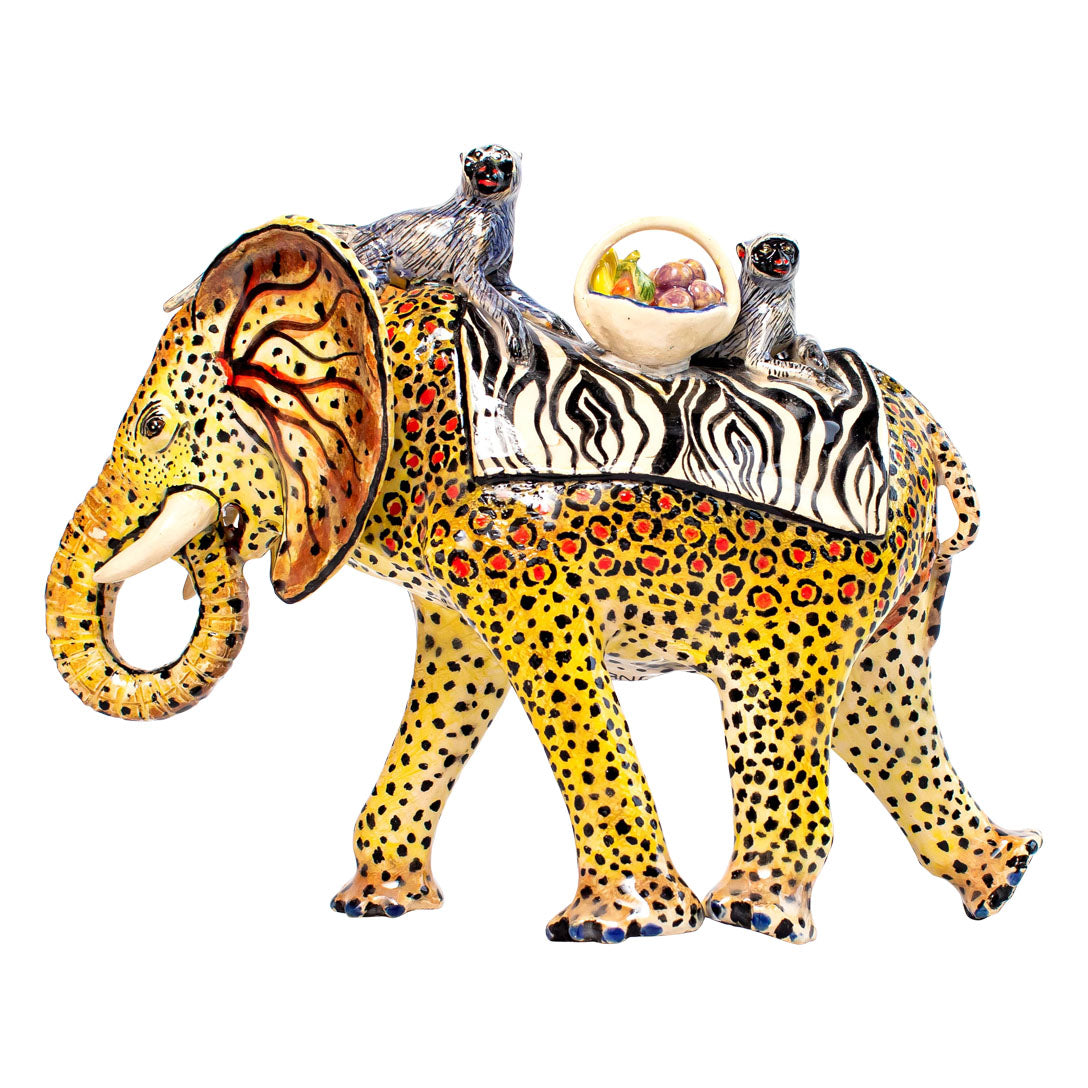 Leopard skin elephant rider