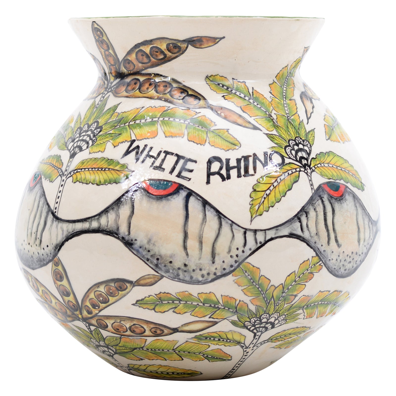 White rhino flower vase