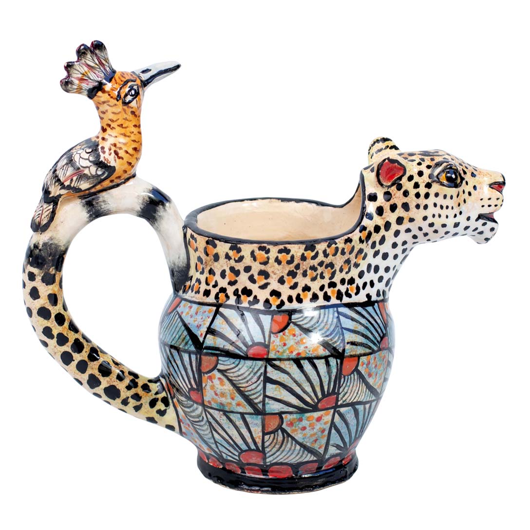 Leopard & hoopoe jug