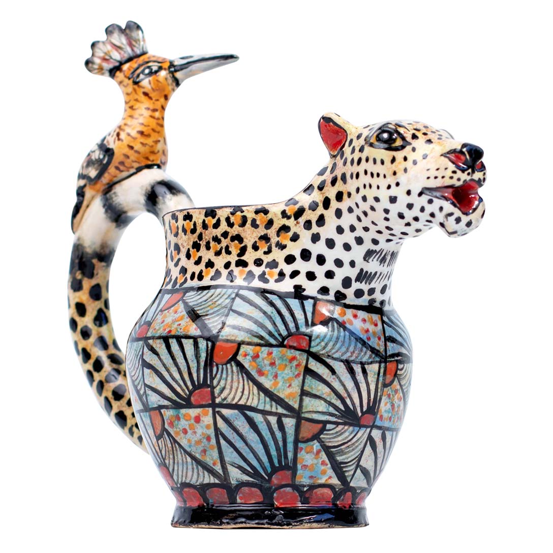 Leopard & hoopoe jug