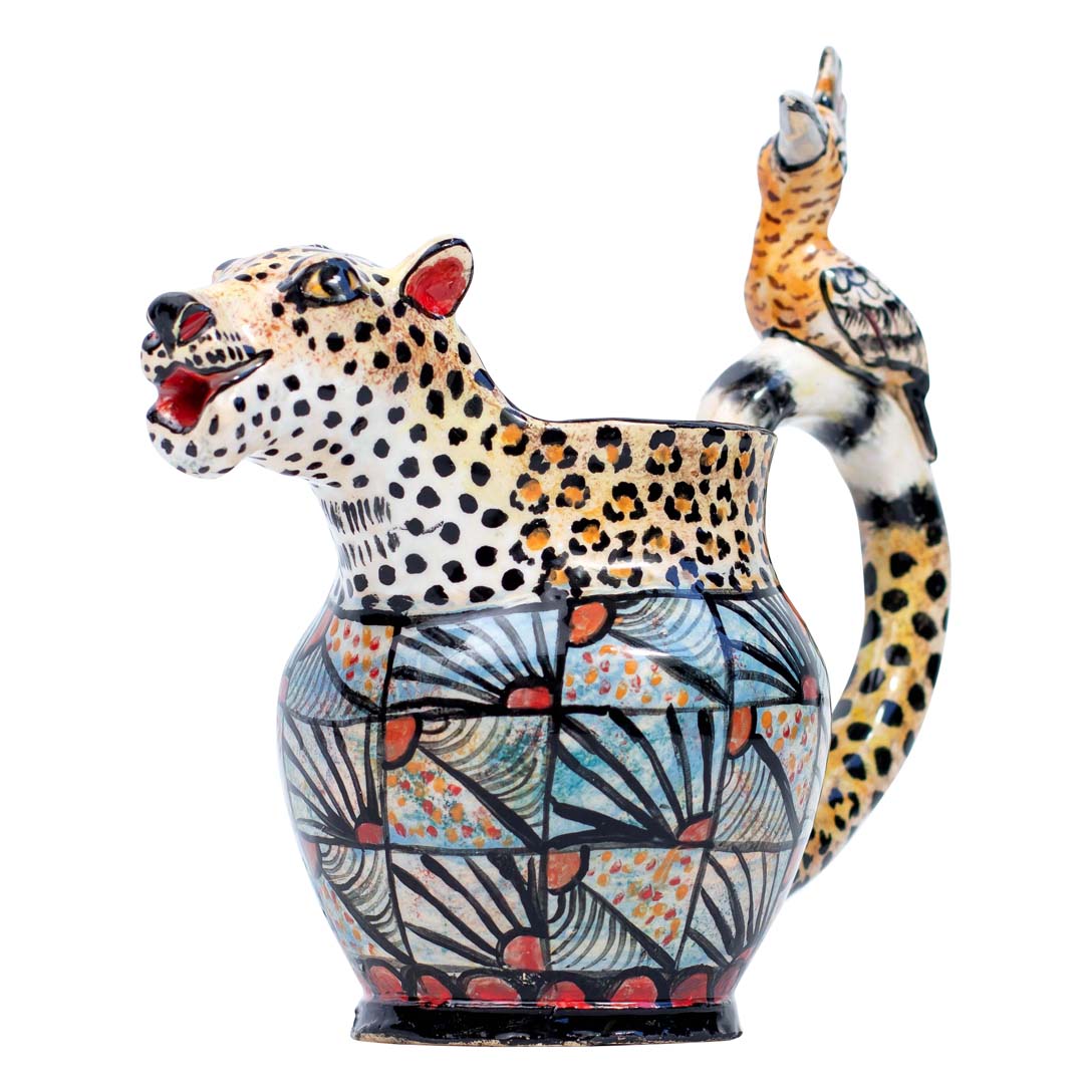 Leopard & hoopoe jug