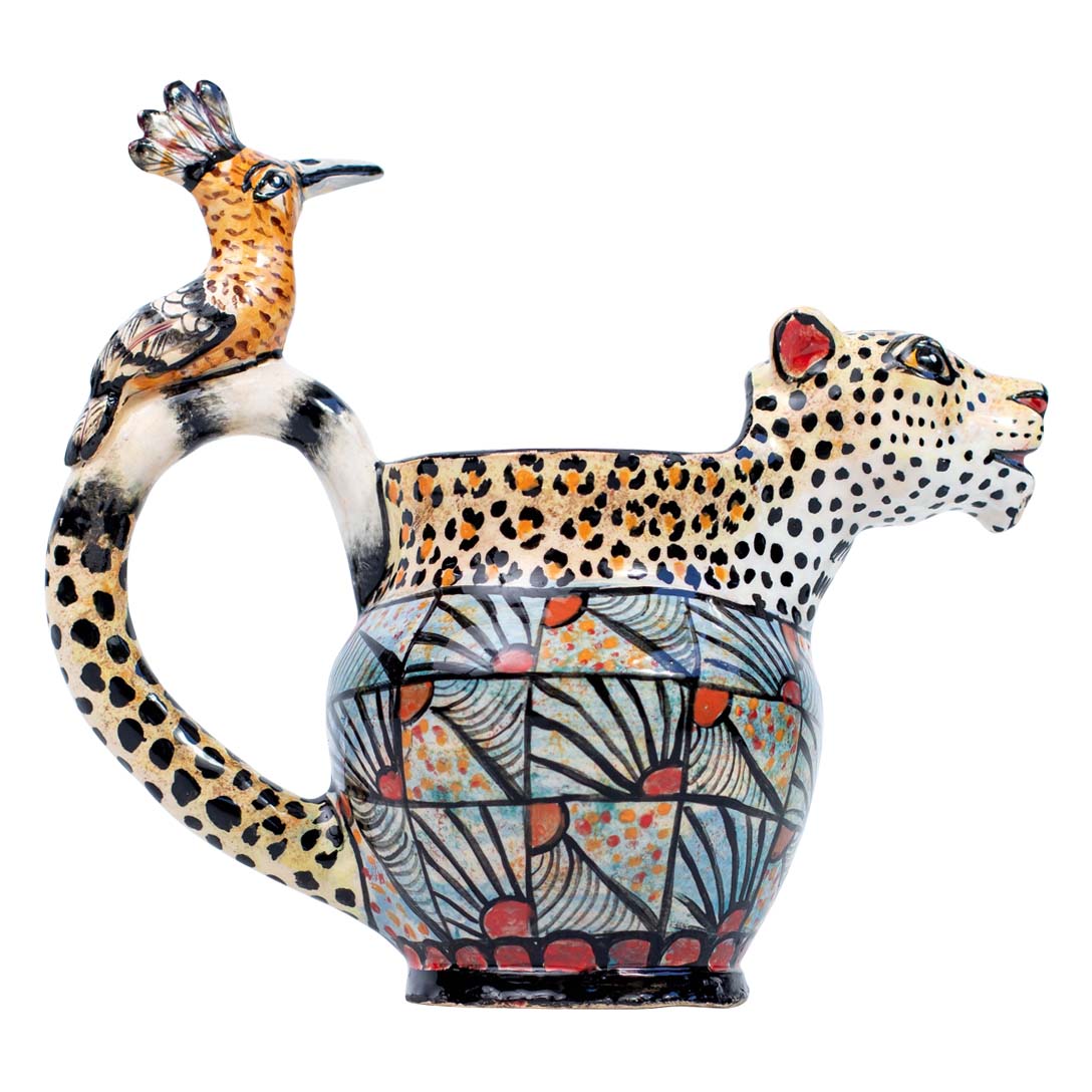 Leopard & hoopoe jug