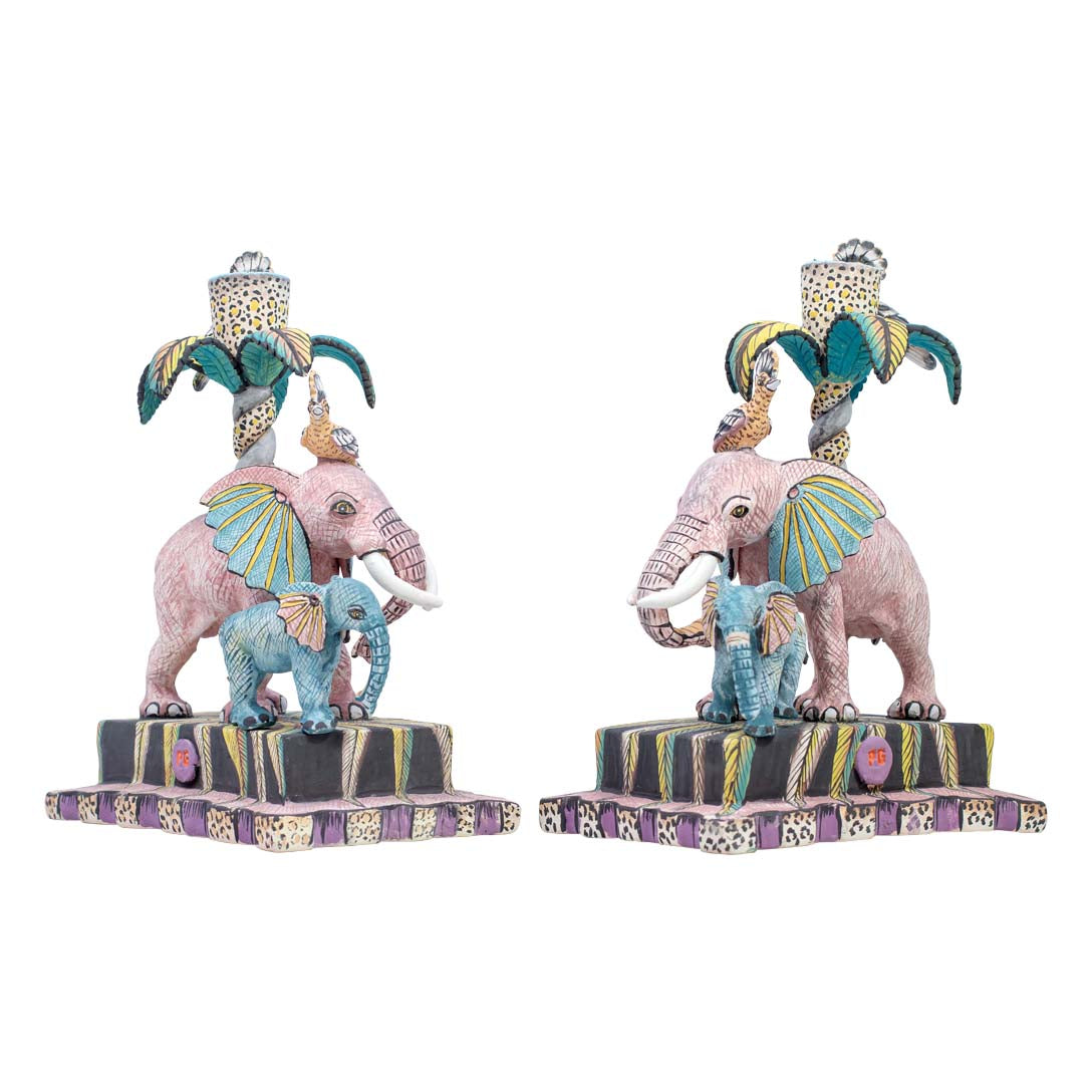 Pair of elephant candlesticks