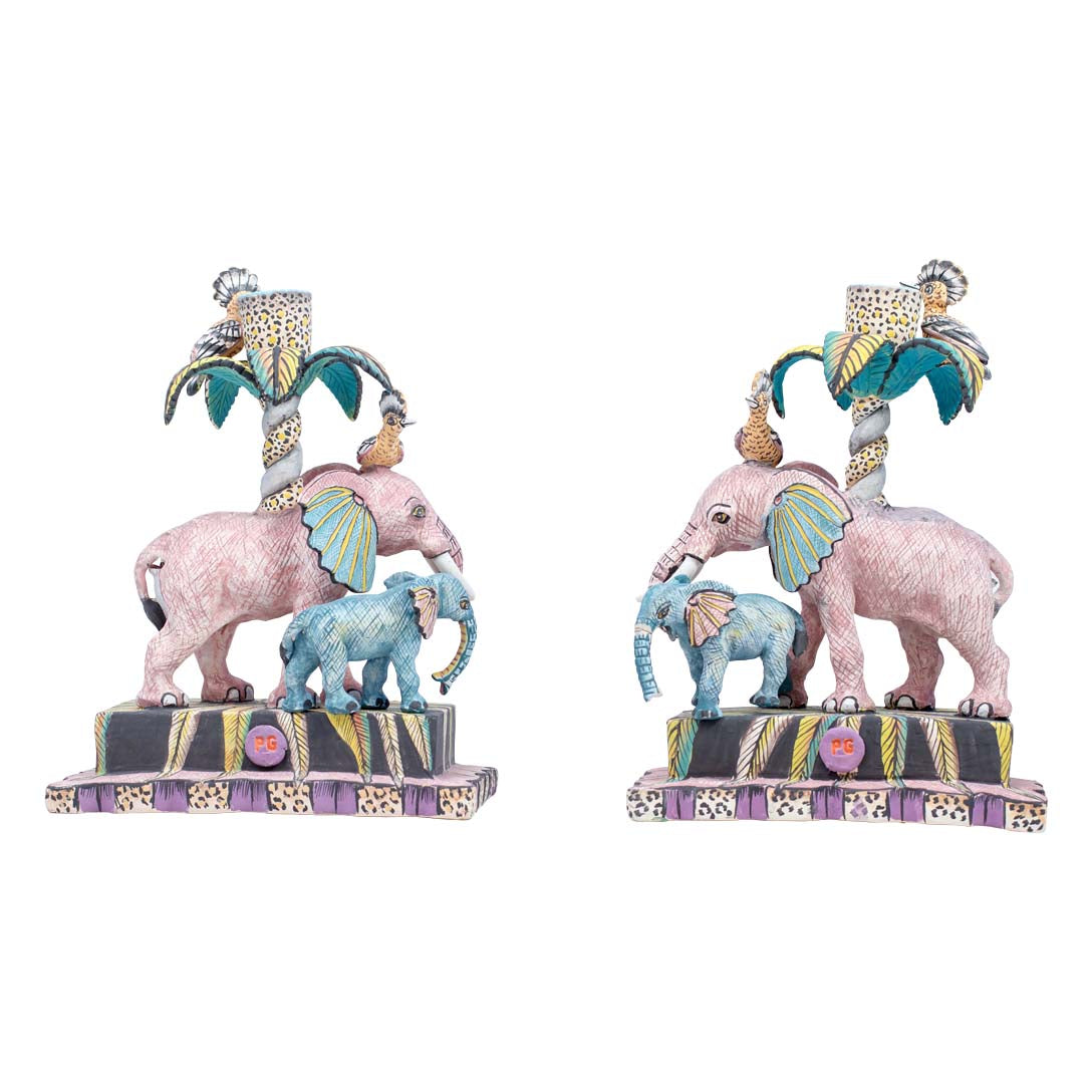 Pair of elephant candlesticks