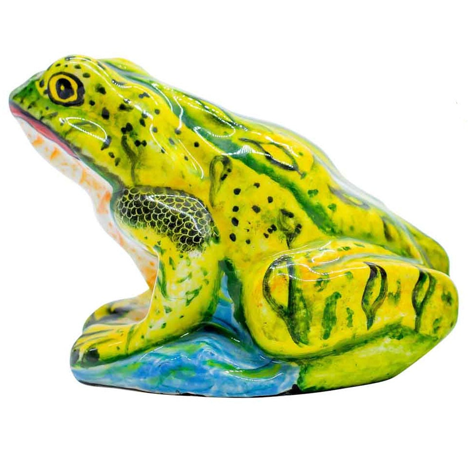 Green frog sculpture