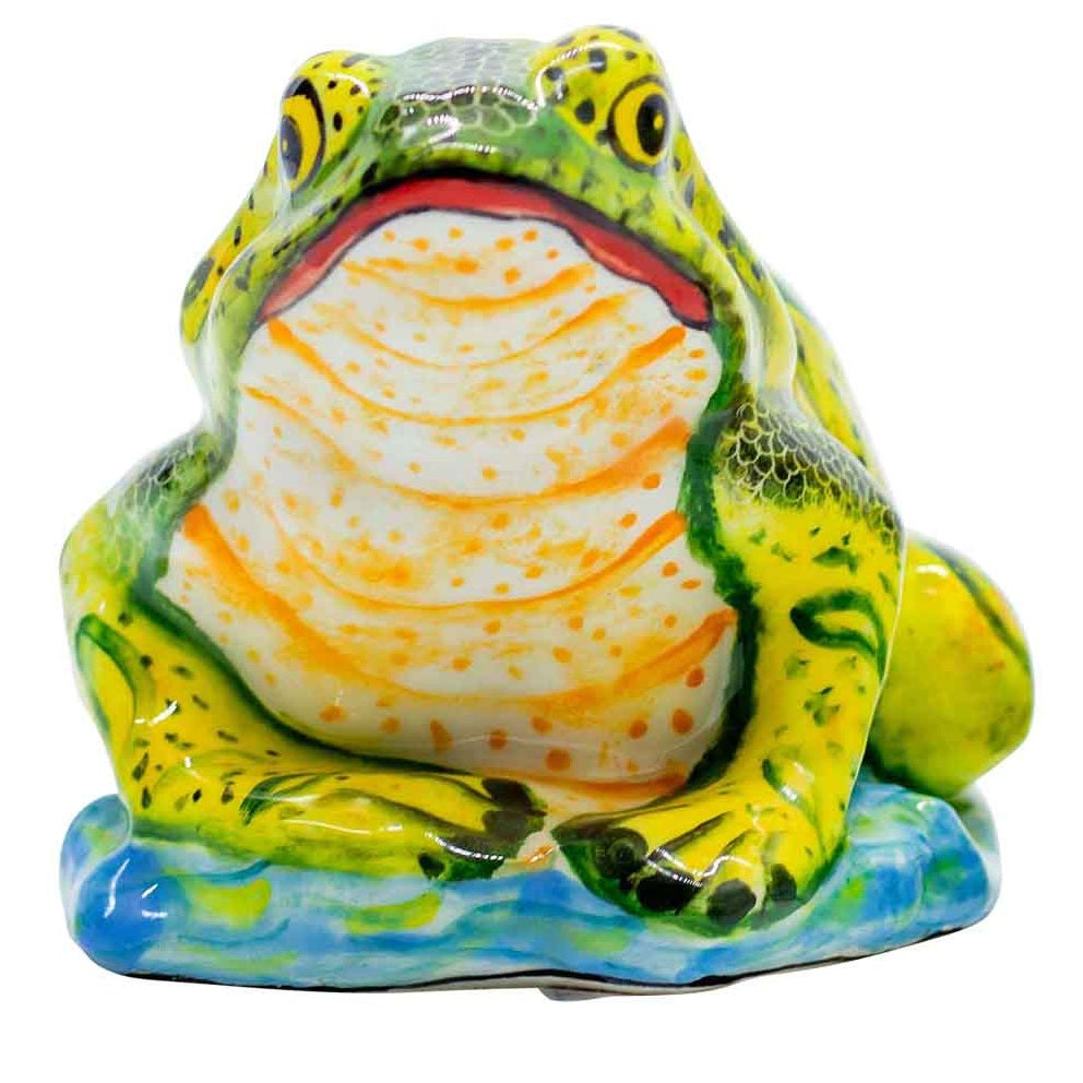 Green frog sculpture