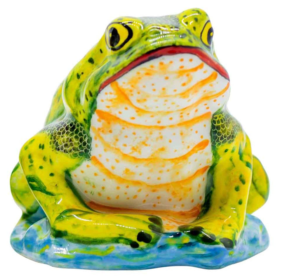 Green frog sculpture