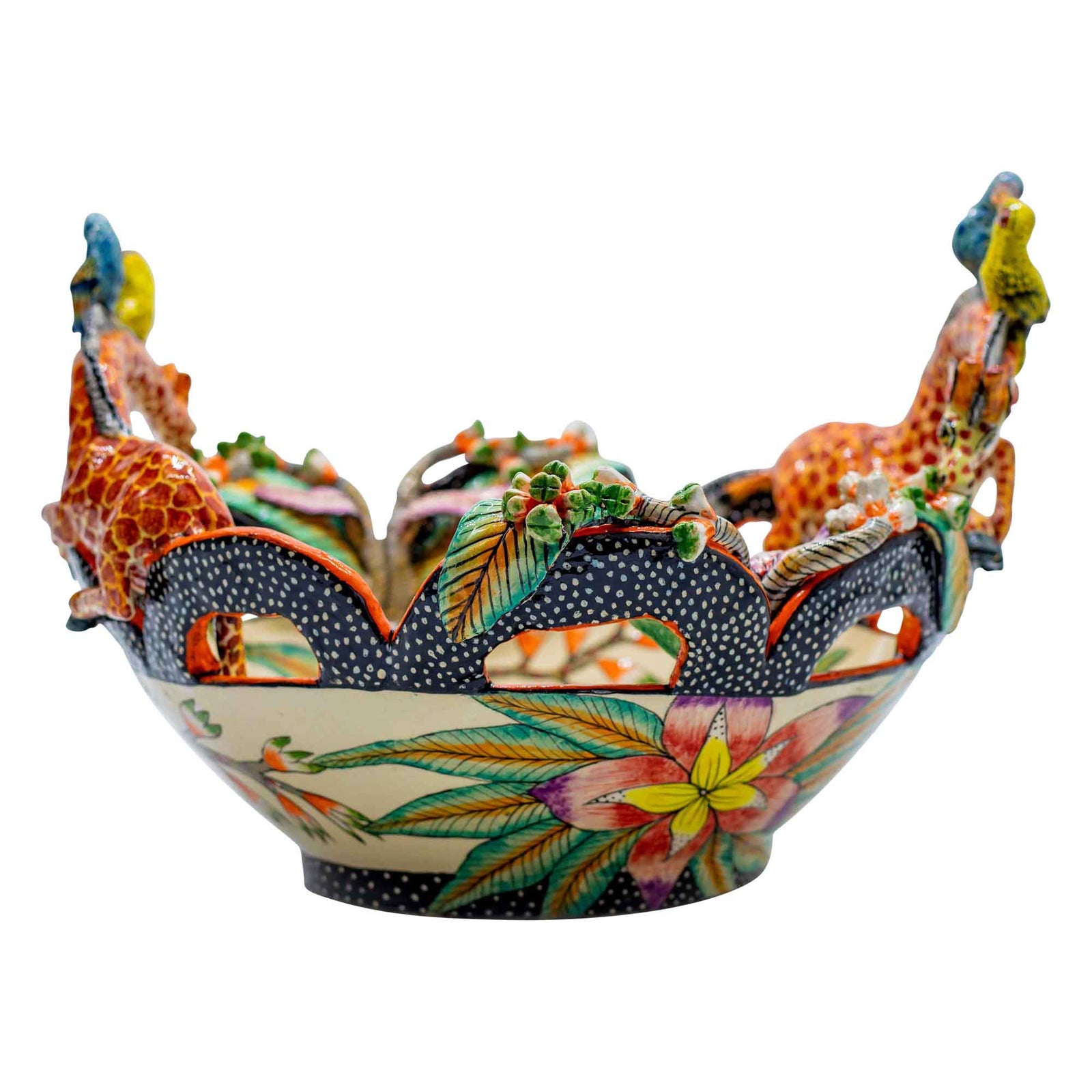 Giraffes & birds & flowers bowl