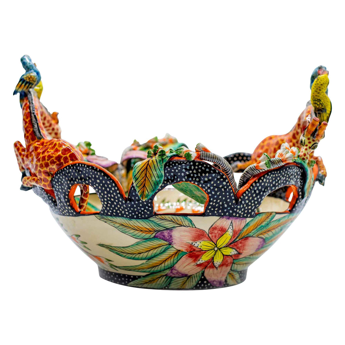 Giraffes & birds & flowers bowl