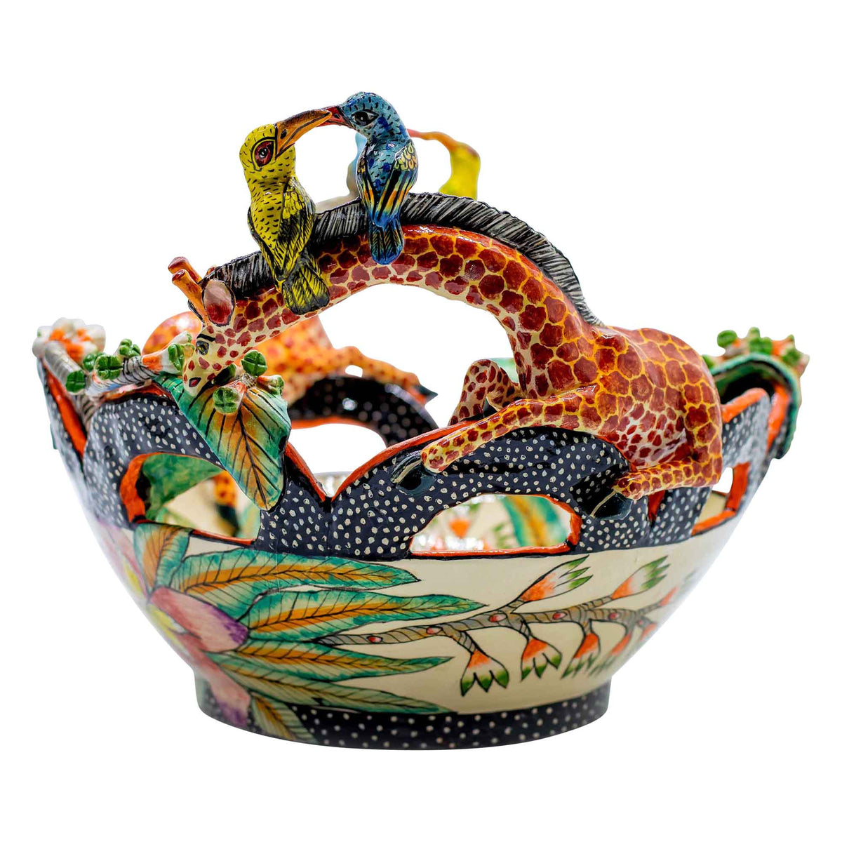 Giraffes & birds & flowers bowl