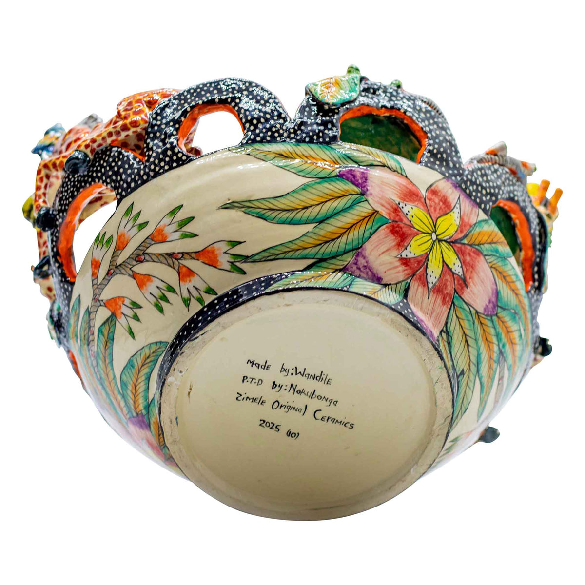 Giraffes & birds & flowers bowl