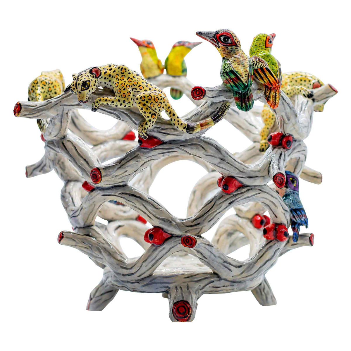 Sunbirds & proteas black basket bowl