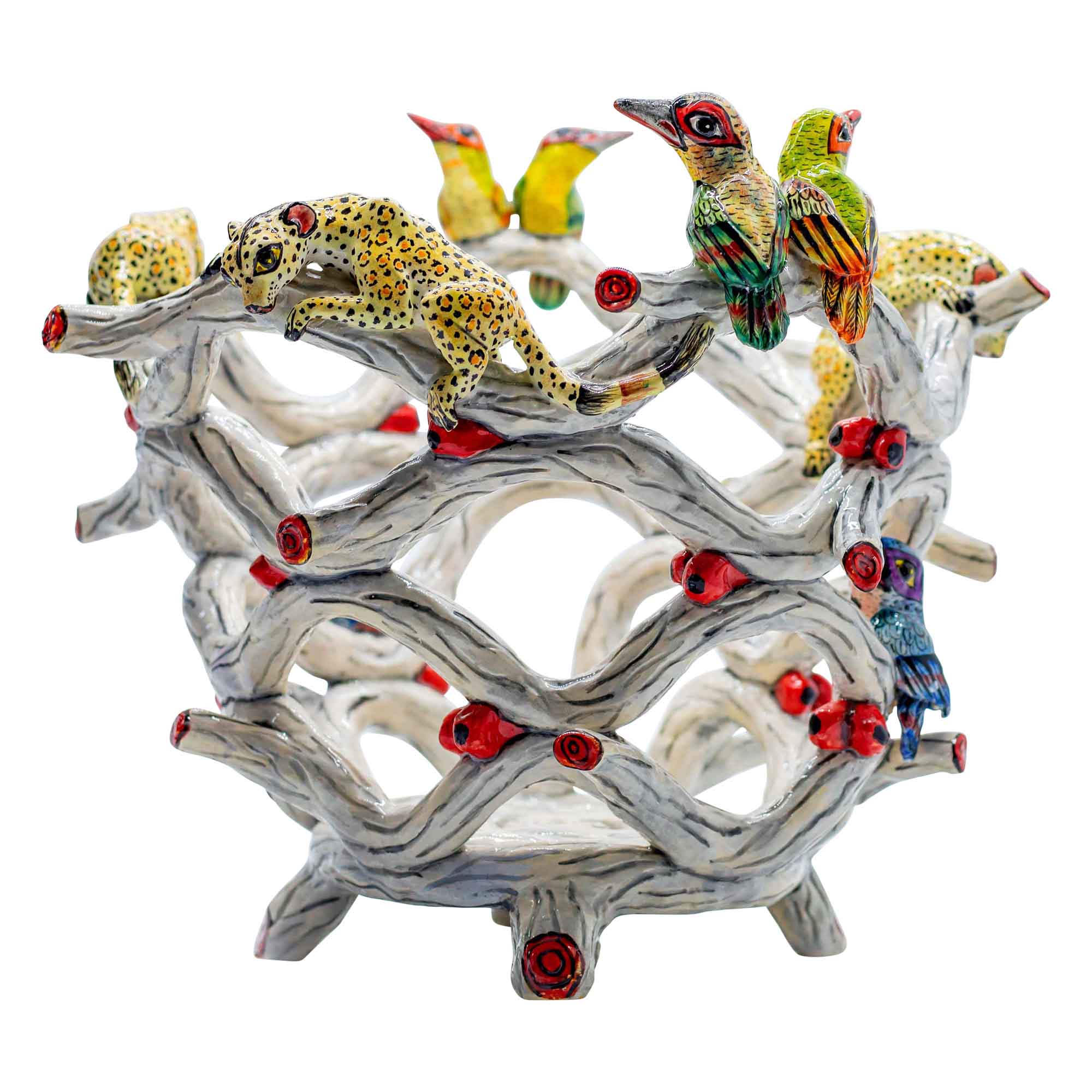 Sunbirds & proteas black basket bowl