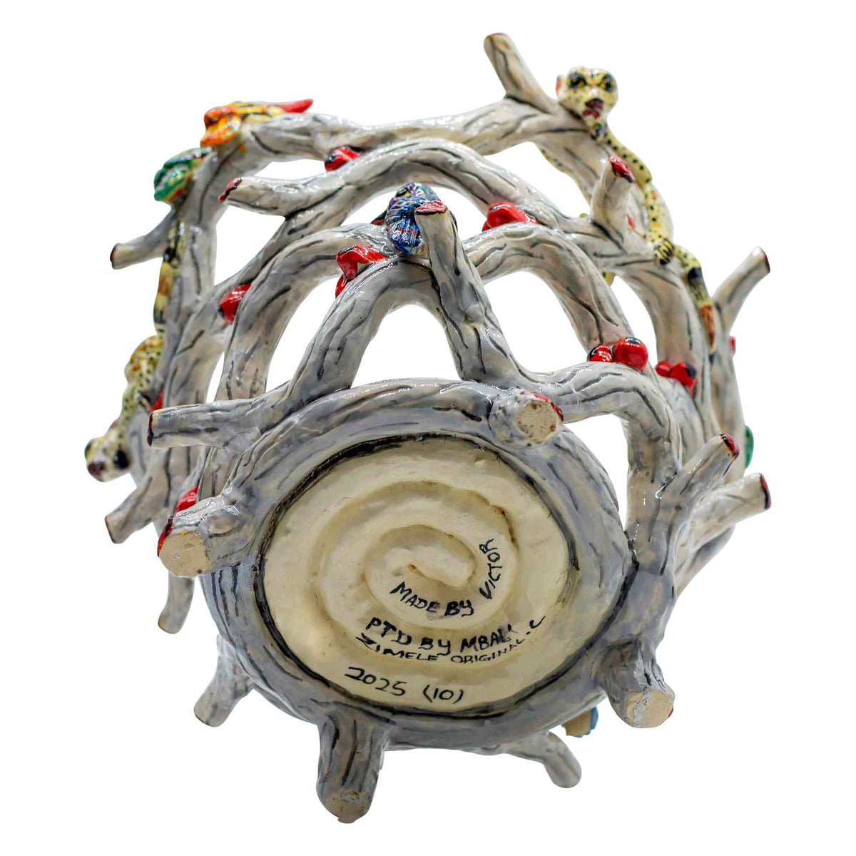 Sunbirds & proteas black basket bowl