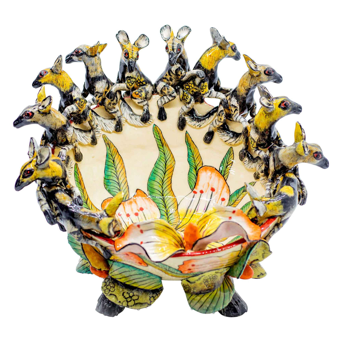 Wild dogs & flowers bowl
