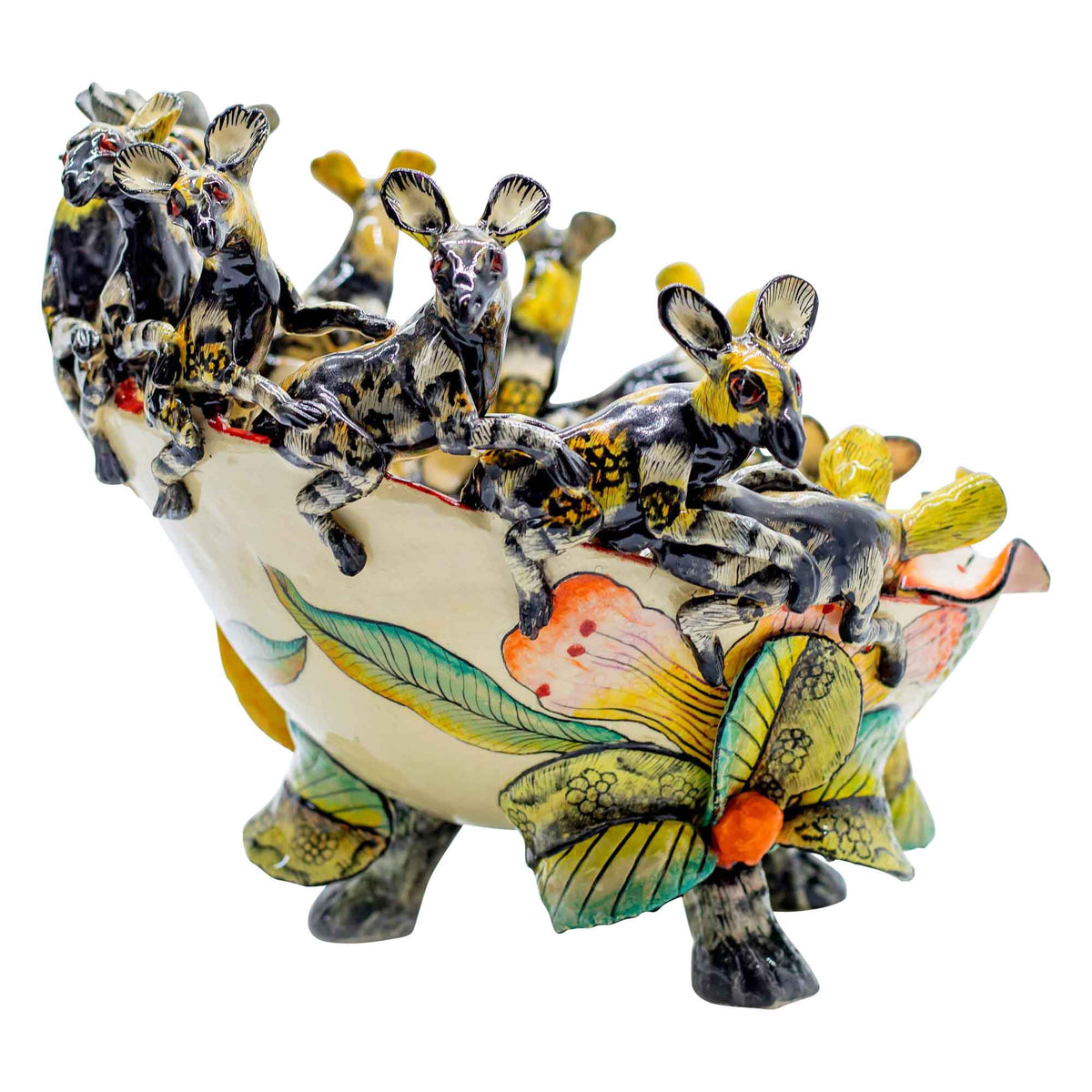 Wild dogs & flowers bowl