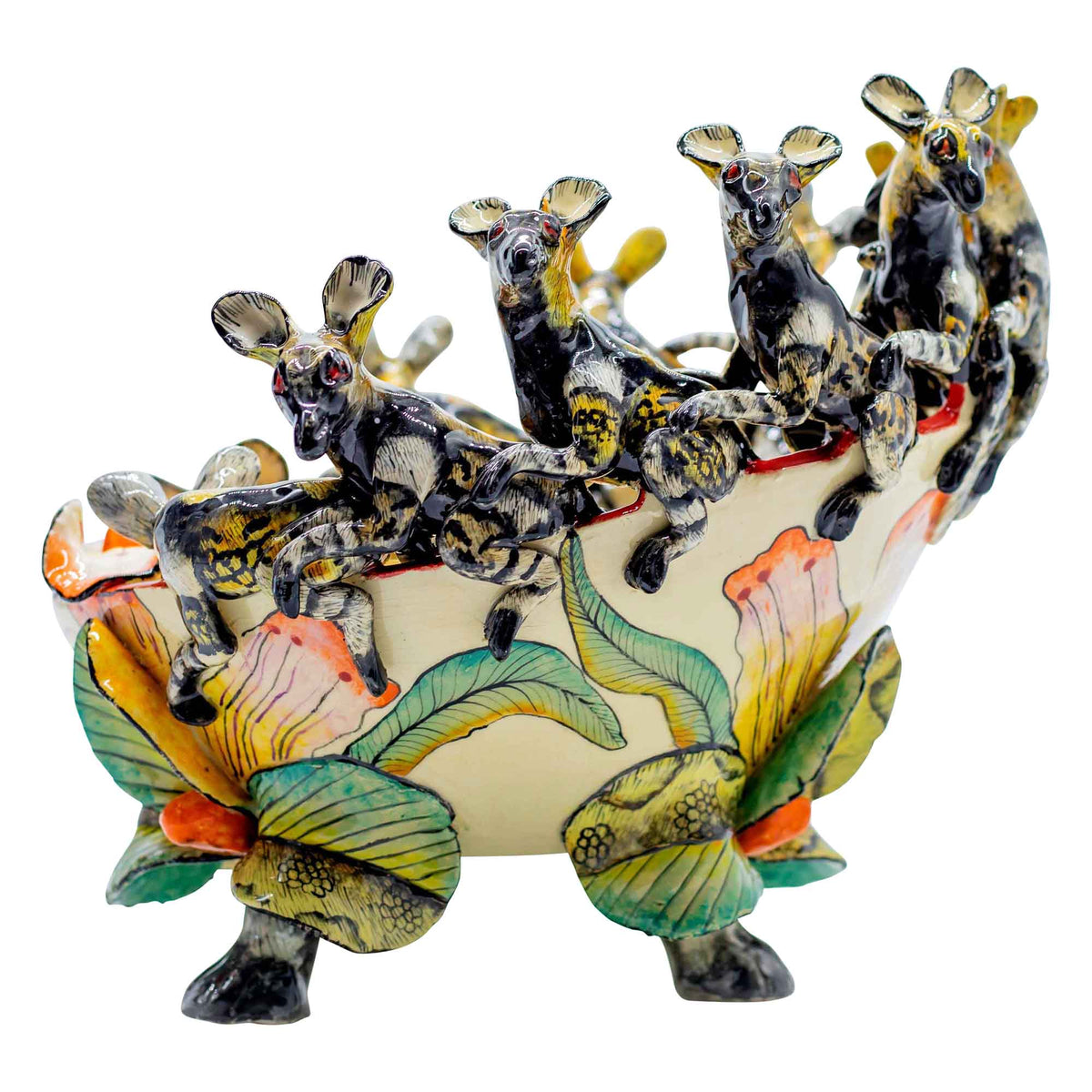 Wild dogs & flowers bowl