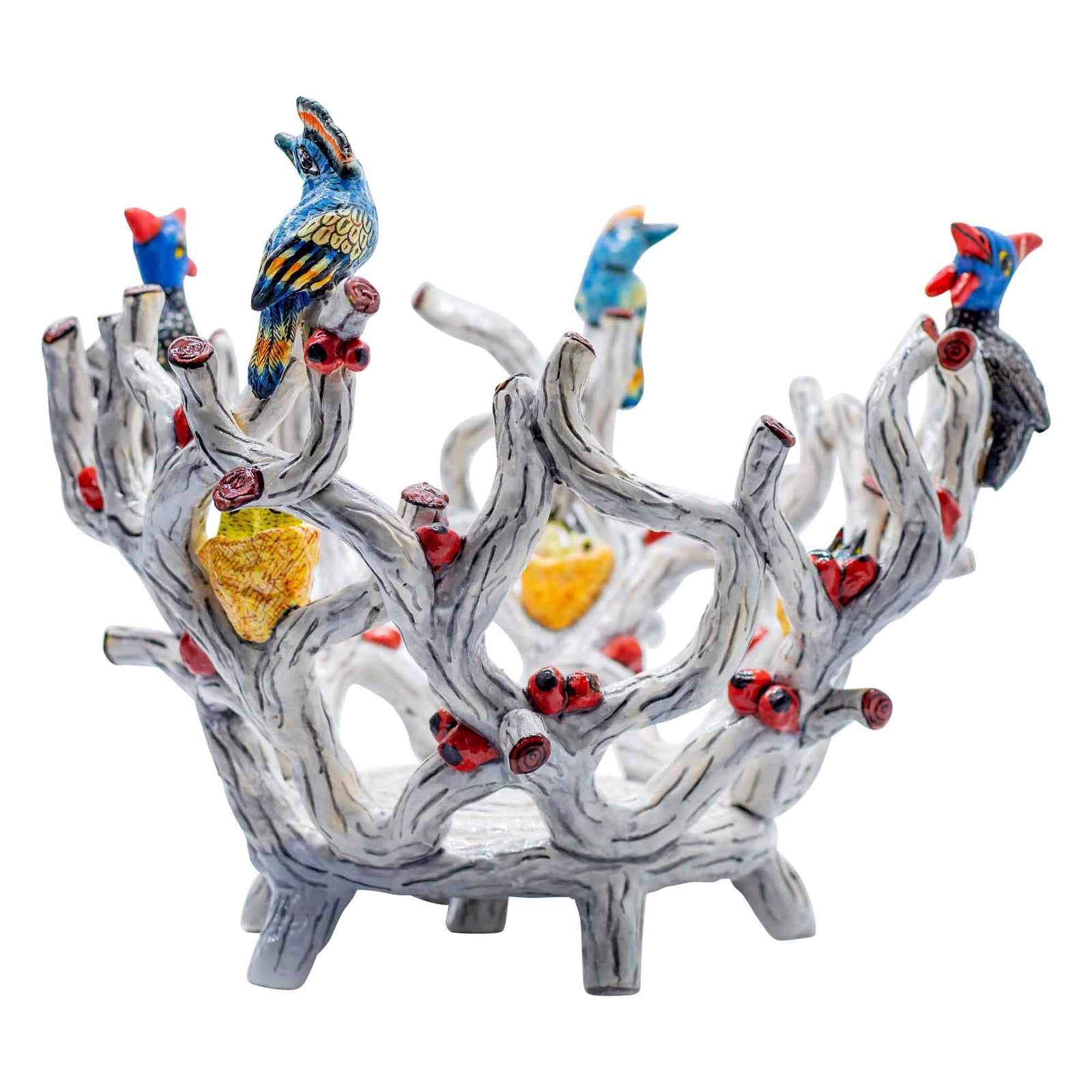 Guineafowl & turaco basket  wooden bowl