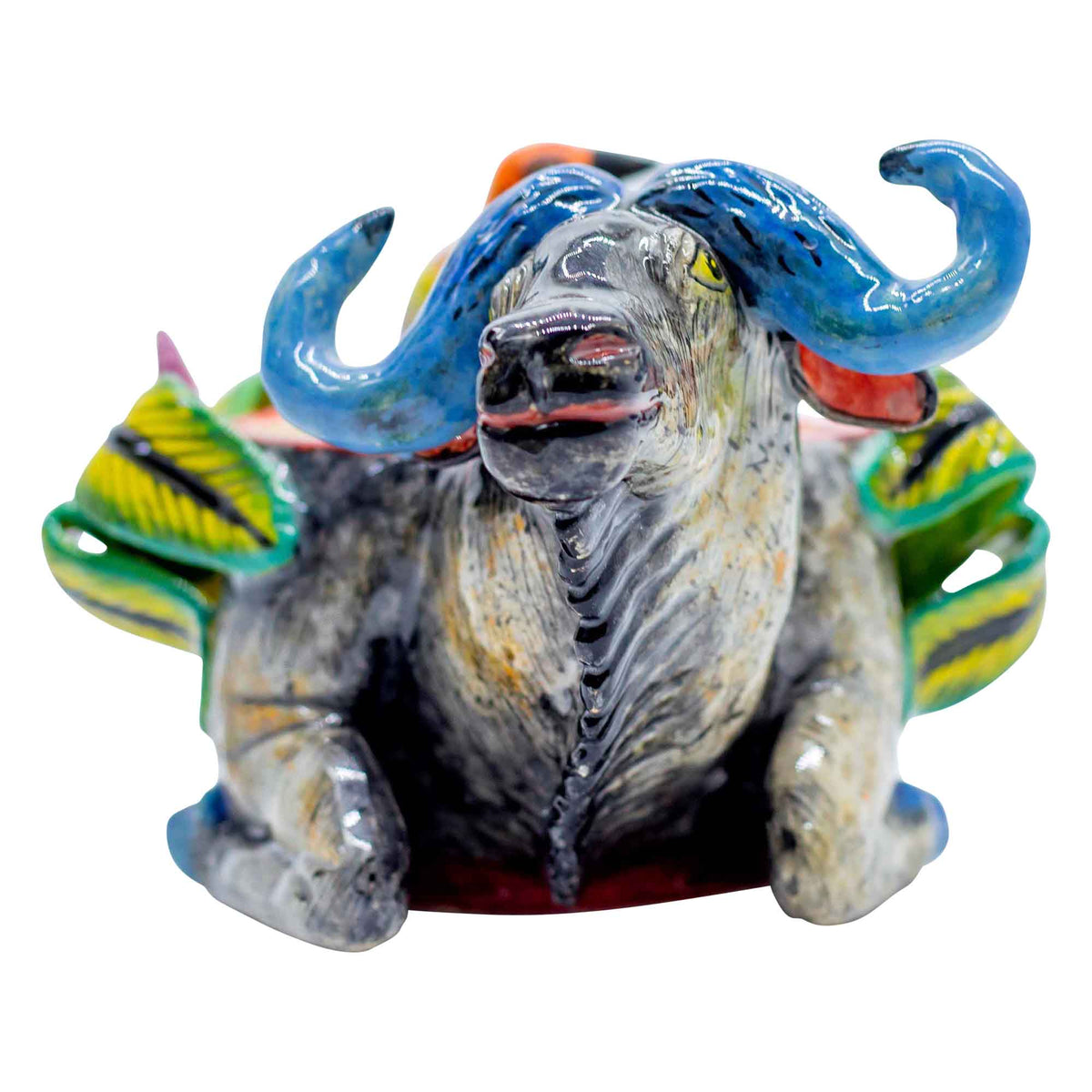 Buffalo & bird & flowers bowl
