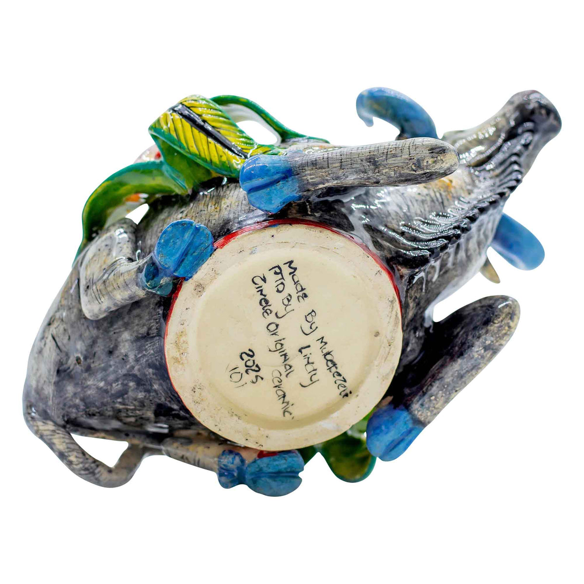 Buffalo & bird & flowers bowl