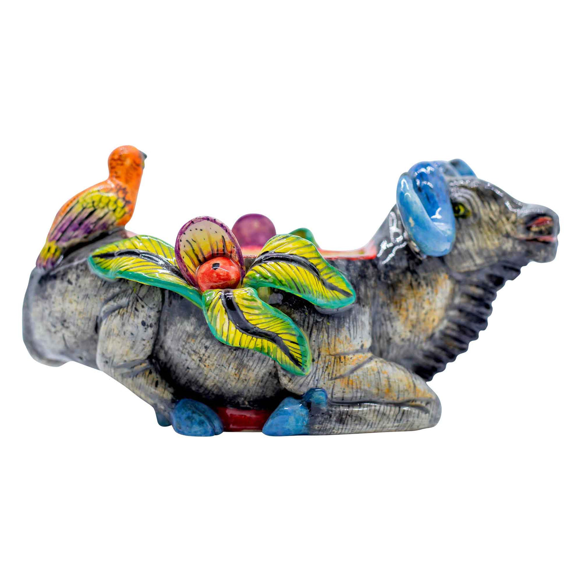 Buffalo & bird & flowers bowl