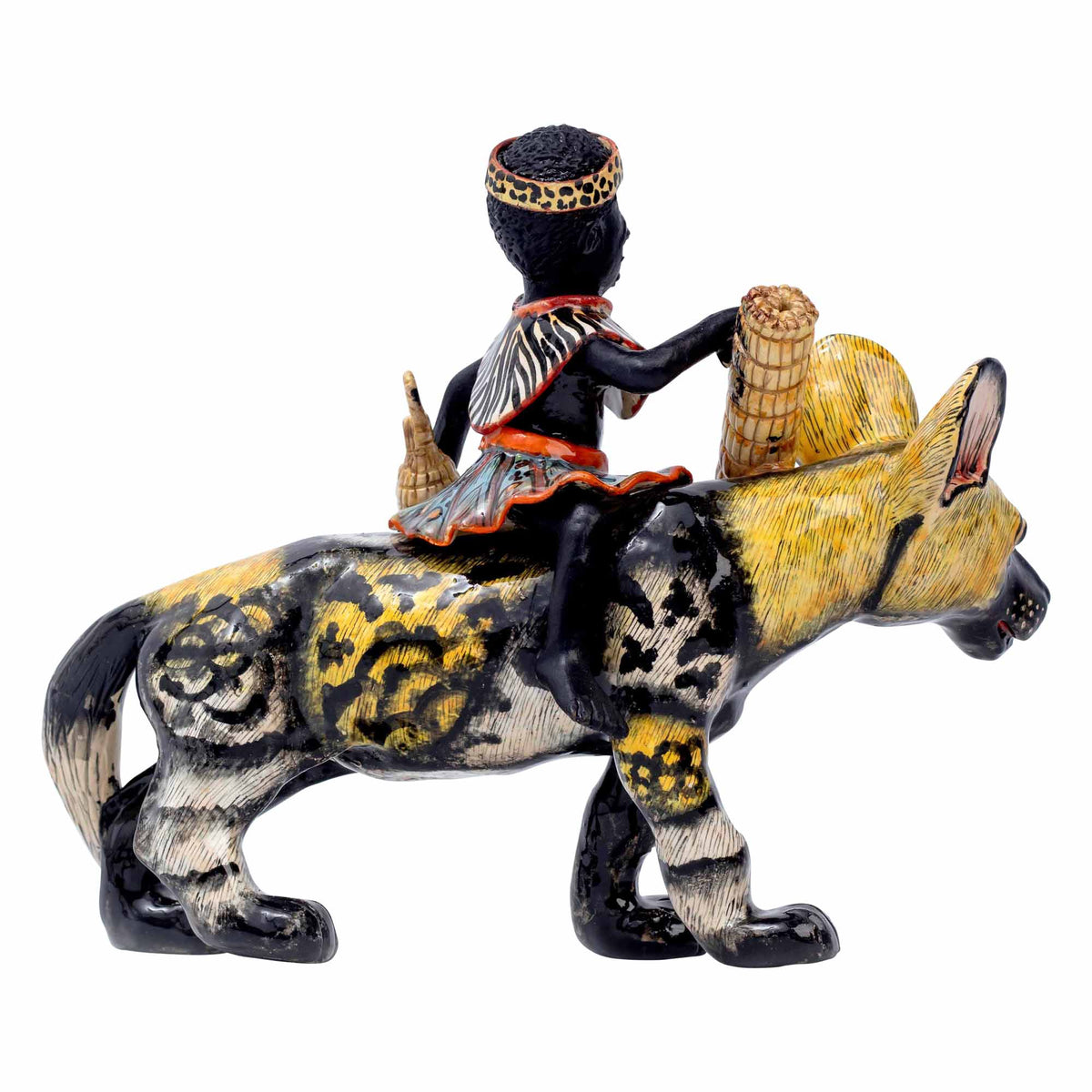 African Woman Wild Dog Rider
